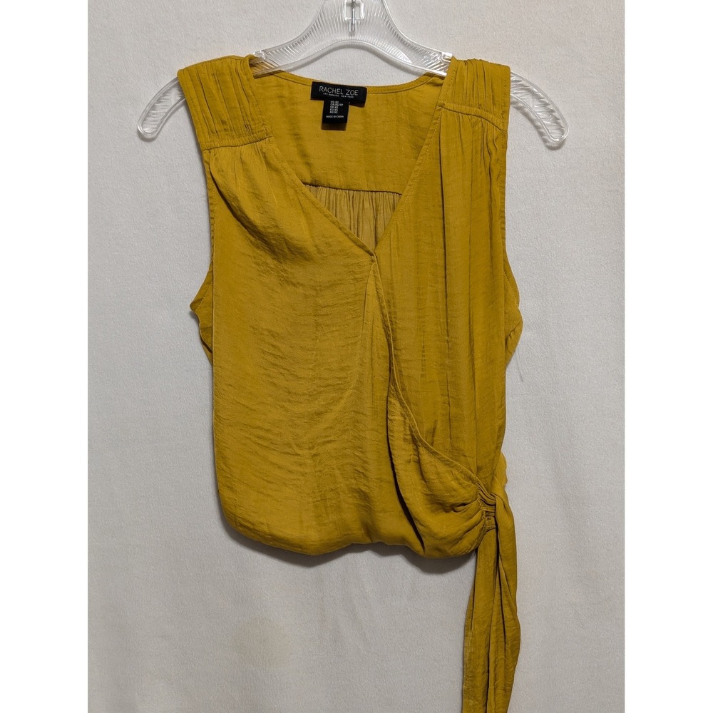 Rachel Zoe Mustard Yellow Sleeveless Side Tie Wrap Blouse XS
